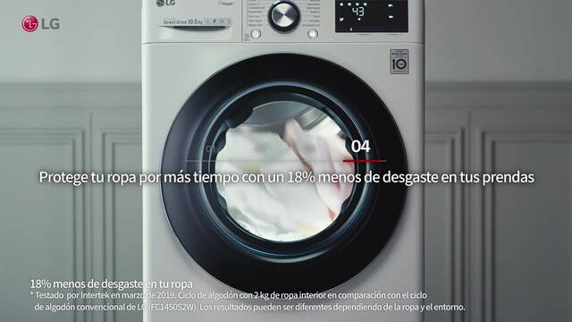 Lavadora carga frontal - LG F4WR5510A0W, Serie 550, 10 kg, 1400 rpm, 14 Programas, AI Direct Drive™, Steam™, Autodosificación, Blanco