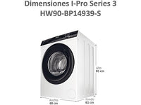 Lavadora carga frontal - Haier I-Pro Series 3 HW90-BP14939-S, 9kg, 1400rpm, Función Vapor, Motor Inverter BPM, Antibacterias, Blanco