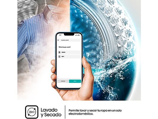 Lavadora secadora - Hisense WD3S8043BW3, 8 kg/5 kg, 1400 rpm, 16 programas. Clase A-30%, WiFi, Blanco