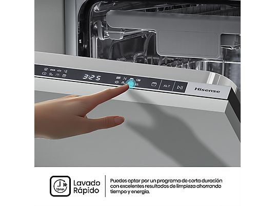 Lavavajillas integrable - Hisense HV543D10, 11 servicios, 7 programas, 44.8 cm, Tercera bandeja, Inverter, Sin Panelar