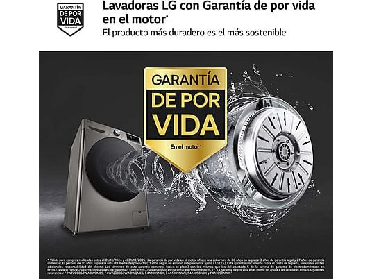 Lavadora secadora - LG F4DR7011AGS, 11kg / 6kg, 1400 rpm, 14 programas, AI Direct Drive ™, Steam™, Inox antihuellas