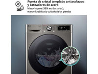 Lavadora secadora - LG F4DR7011AGS, 11kg / 6kg, 1400 rpm, 14 programas, AI Direct Drive ™, Steam™, Inox antihuellas