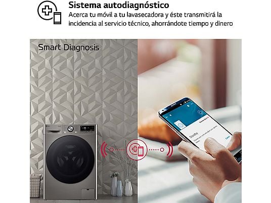 Lavadora secadora - LG F4DR7011AGS, 11kg / 6kg, 1400 rpm, 14 programas, AI Direct Drive ™, Steam™, Inox antihuellas