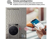 Lavadora secadora - LG F4DR7011AGS, 11kg / 6kg, 1400 rpm, 14 programas, AI Direct Drive ™, Steam™, Inox antihuellas