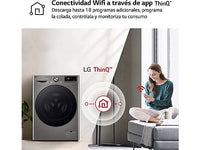 Lavadora secadora - LG F4DR7011AGS, 11kg / 6kg, 1400 rpm, 14 programas, AI Direct Drive ™, Steam™, Inox antihuellas