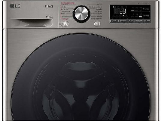 Lavadora secadora - LG F4DR7011AGS, 11kg / 6kg, 1400 rpm, 14 programas, AI Direct Drive ™, Steam™, Inox antihuellas