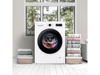 Lavadora carga frontal - LG F4X1009NWK, 9 kg, 1400 rpm, 10 programas, AI Direct Drive™, ThinQ™, Blanco Marfil