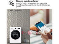 Lavadora carga frontal - LG F4X1009NWK, 9 kg, 1400 rpm, 10 programas, AI Direct Drive™, ThinQ™, Blanco Marfil