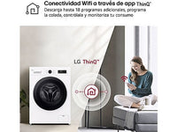 Lavadora carga frontal - LG F4X1009NWK, 9 kg, 1400 rpm, 10 programas, AI Direct Drive™, ThinQ™, Blanco Marfil
