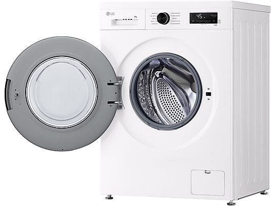 Lavadora carga frontal - LG F4X1009NWK, 9 kg, 1400 rpm, 10 programas, AI Direct Drive™, ThinQ™, Blanco Marfil
