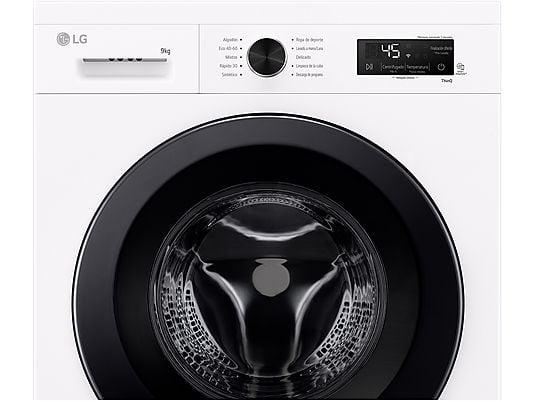 Lavadora carga frontal - LG F4X1009NWK, 9 kg, 1400 rpm, 10 programas, AI Direct Drive™, ThinQ™, Blanco Marfil