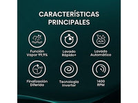 Lavadora carga frontal - Hisense WF1Q8041BW, 8 kg, 1400 Rpm, Función Vapor, Eficiencia A-20%, Blanco