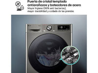 Lavadora secadora - LG F4DR7009AGS, Serie 700, 9 kg/6 kg, 1400 rpm, 14 programas, Inox antihuellas
