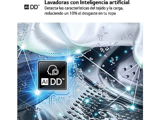 Lavadora carga frontal - LG F4WR5510A0W, Serie 550, 10 kg, 1400 rpm, 14 Programas, AI Direct Drive™, Steam™, Autodosificación, Blanco