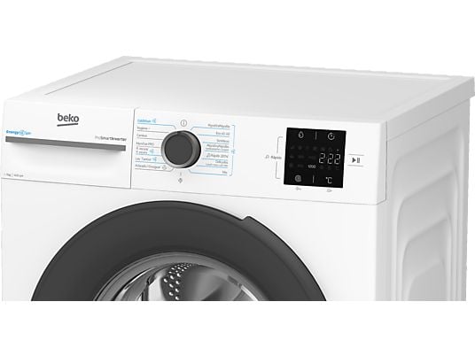 Lavadora carga frontal - Beko VBM3WFT39413WA, 9 kg, 1400 rpm, 15 programas, Energy Spin, Steam Cure, Motor ProSmart Inverter, Blanco