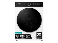 Lavadora carga frontal - Hisense WF5I1045BWQ , 10.5 kg, 1400 RPM, 18 programas, Fondo reducido 55.5 cm, Autodosificación, Blanco