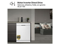 Lavavajillas - LG DF587HHS, 14 servicios, 10 programas, 60 cm, QuadWash™, Tercera Bandeja, ThinQ™, Blanco Marfil