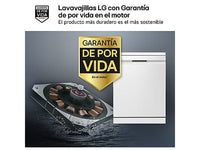 Lavavajillas - LG DF587HHS, 14 servicios, 10 programas, 60 cm, QuadWash™, Tercera Bandeja, ThinQ™, Blanco Marfil