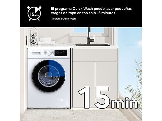 Lavadora carga frontal - Samsung WW90CGC04DAEEC, 9 kg, 1400 rpm, EcoBubble™, Función WiFi con SmartThings, Blanco