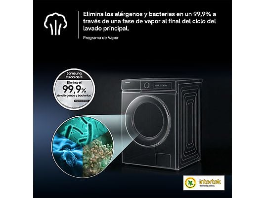 Lavadora carga frontal - Samsung WW11DB7B94GEU3, 11 kg, 1400 rpm, Autodosificación, AI EcoBubble™, Función WiFi con SmartThings™, Blanco