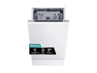 Lavavajillas integrable - Hisense HV543D10, 11 servicios, 7 programas, 44.8 cm, Tercera bandeja, Inverter, Sin Panelar