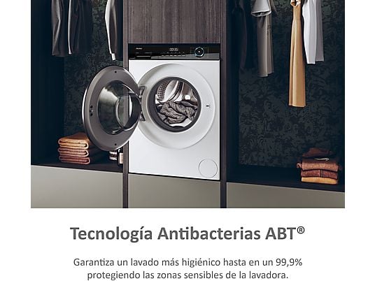 Lavadora carga frontal - Haier I-Pro Series 3 HW90-BP14939-S, 9kg, 1400rpm, Función Vapor, Motor Inverter BPM, Antibacterias, Blanco