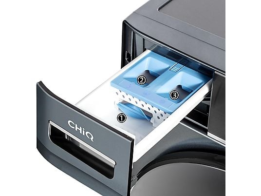 Lavadora carga frontal - CHIQ CFL100-14586IM3XA, Space PRO, Motor inverter, 1400 rpm, Programa inteligente, Función Vapor, 10 kg, 1400 rpm, 16 programas, Gris oscuro