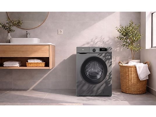 Lavadora de carga frontal - VOK EVW-8BAGL2412, 8 kg, 1200 rpm, 14 programas, Gris